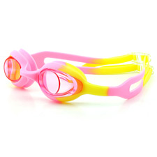 安踏102儿童平光泳镜 粉黄色 防雾防水 男女通用 运动 游泳镜