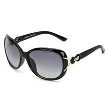 亿超 YC9105C1 雅致黑 女款 时尚偏光太阳镜 欧美复古大框 墨镜