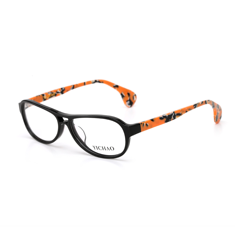 亿超FB5010C4框黑腿橙 潮 大框 女款板材 时尚近视 眼镜架