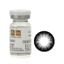 盈恋增大增黑色 美瞳<b>彩</b>色<b>隐形眼镜</b> 年抛1<b>片</b>装 近视<b>隐形眼镜</b>