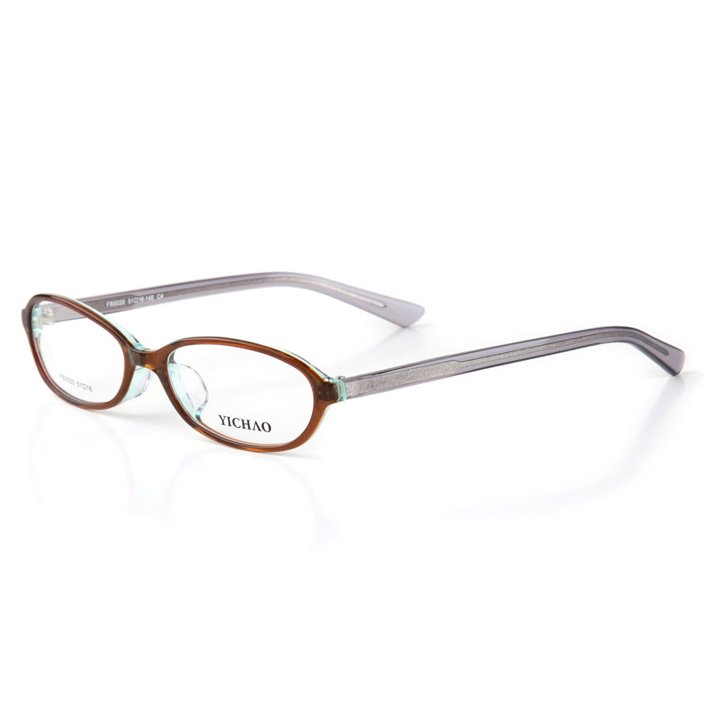 亿超FB5020C4外棕内蓝 新品板材 女士近视  薄片板材系列眼镜