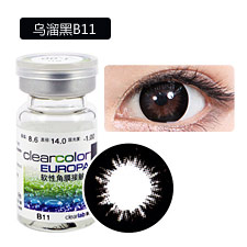 科莱博clear color B11乌溜黑色 年抛1片瓶装 <b>彩色</b><b>隐形眼镜</b>