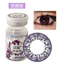 卫康清麗丽雅紫 年抛<b>美</b><b>瞳</b>彩色隐形眼镜 超大直径 1片豹纹近视隐形眼镜