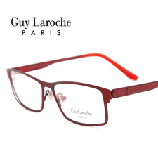 姬龙雪GL0512c06酒红色纯钛全框大码商务男士近视眼镜