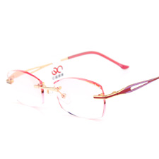 亿超6602高端女士纯钛无框切边成品老花镜