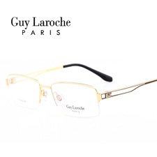 姬龙雪GL0518C01商务纯钛半框大码男士金色近视框架眼镜