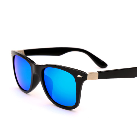 亿超 TR90 镜架黑镜片炫彩蓝 复古圆形时尚太阳镜 YC9709C2