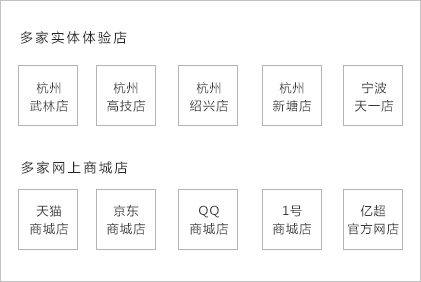 亿超多家体验店和多家网上商城店